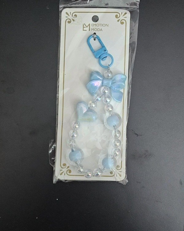 Producto - Llavero Piedras, Moño, Corazón Celeste
