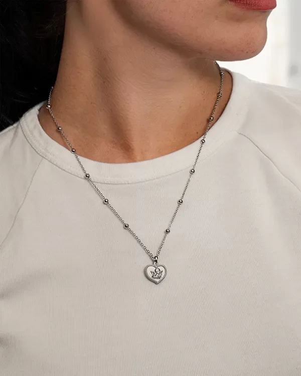 Producto - Dije Acero Corazón Angel Rafael