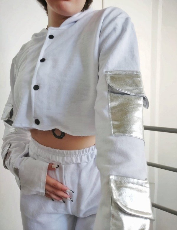 Producto - Pantalón palazzo y campera bolsillo cuero
