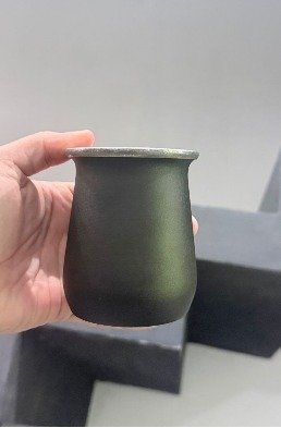 Producto - Mate Térmico - Negro Mate con Virola Plateada