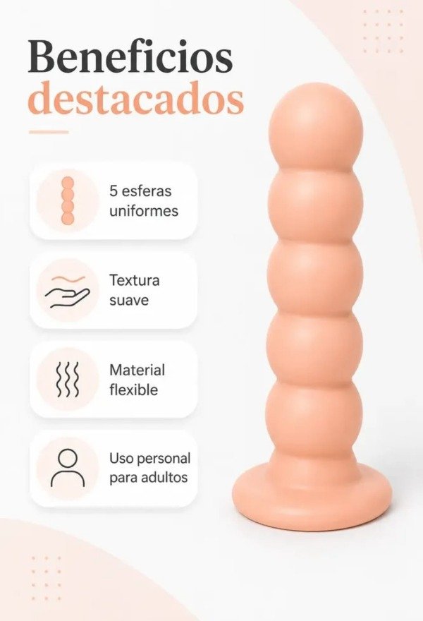 Producto - DILDO DE SILICONA XXL CON 5 ESFERAS CON VENTOSA 20 X 5 CM - 0