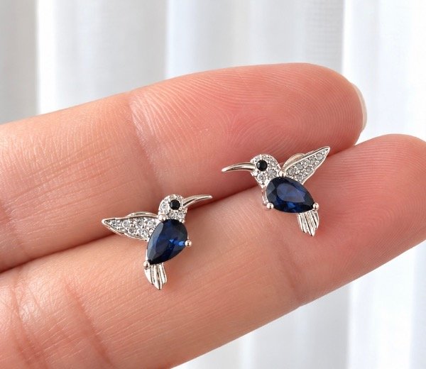 Producto - Aros colibrí con CUBICS Azul (12 mm) - 2