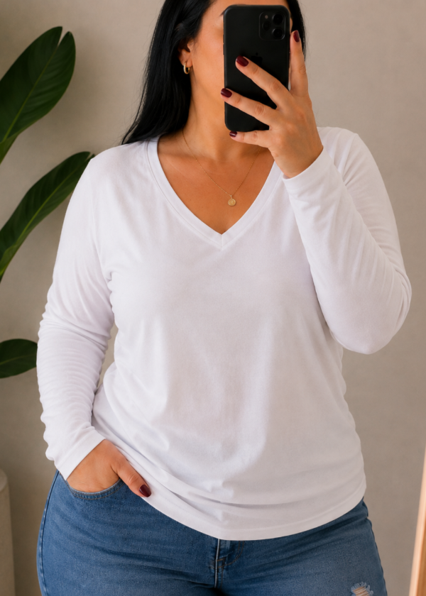 Producto - Manga Larga Soft Blanca Lisa - 1