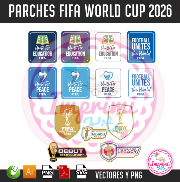 Producto - Pack Vectores Parches WC 2026 Mangas Parches Mundial 2026 DTF PNG