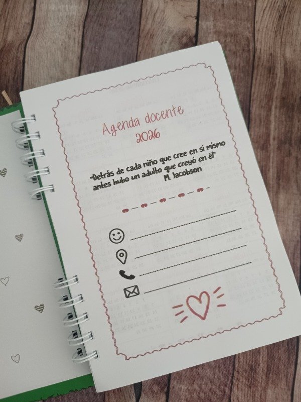 Producto - AGENDA DOCENTE 2026 . nivel inicial /primaria (Tapa a elección)