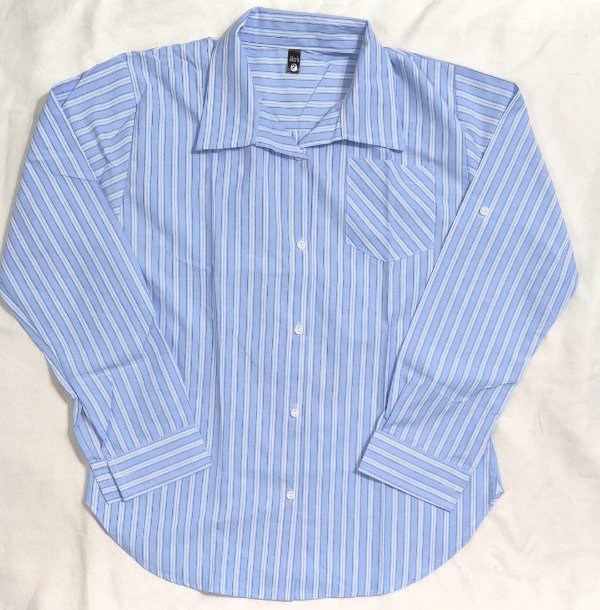 Producto - Camisa fibrana doble raya (celeste)