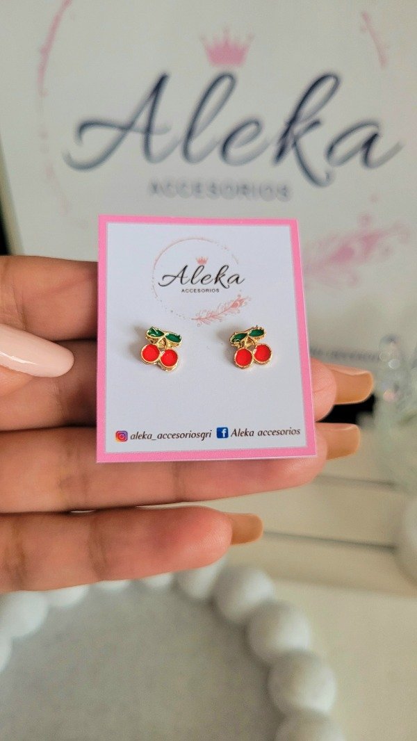 Producto - Aros cerezas mini dorado