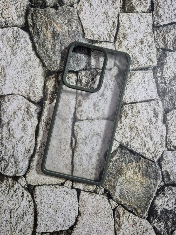 Producto - Funda bumper cristal borde color Moto G75 verde oscuro