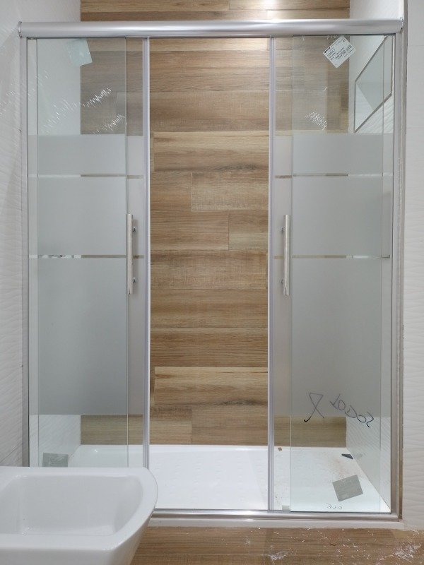 Producto - Mampara frontal corrediza 4 paños 1500 X 2000 vidrios de 8mm esmerilados - 1