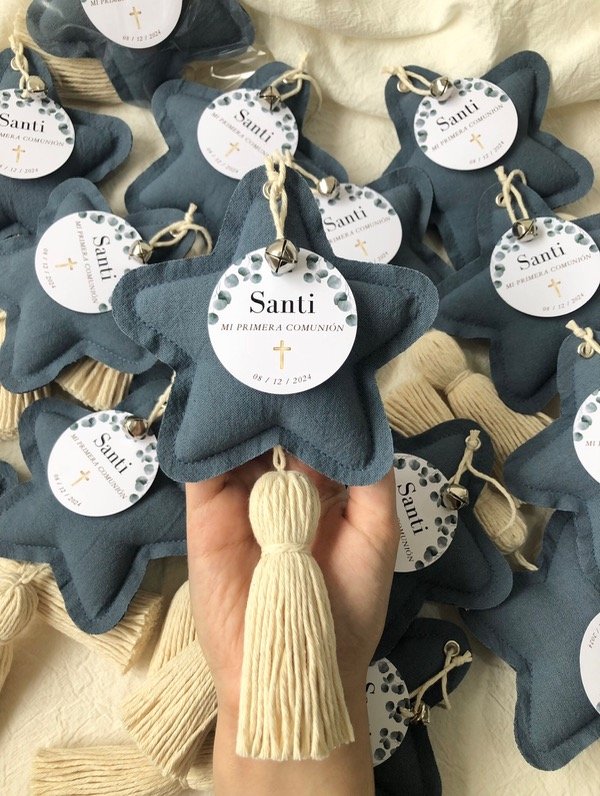 Producto - Souvenir estrella de tela color azul acero X 10 unidades