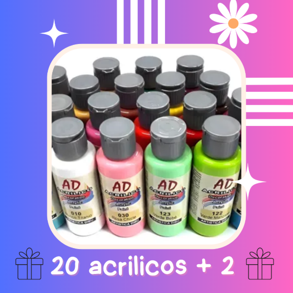 Producto - 20 acrilicos AD 60cc (colores a elección) + 2 DE REGALO