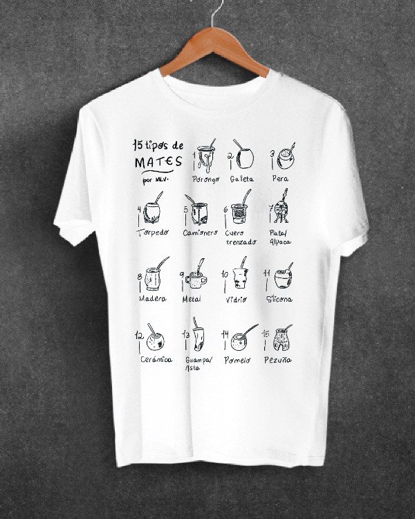 Producto - Remera ilustrada - 15 tipos de mates