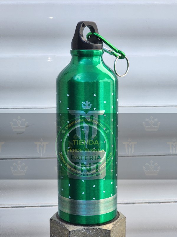 Producto - Termo 500cm3 aluminio Verde y Blanco (dotted) EMPERATRIZ/TNT + Mosquetón con aro