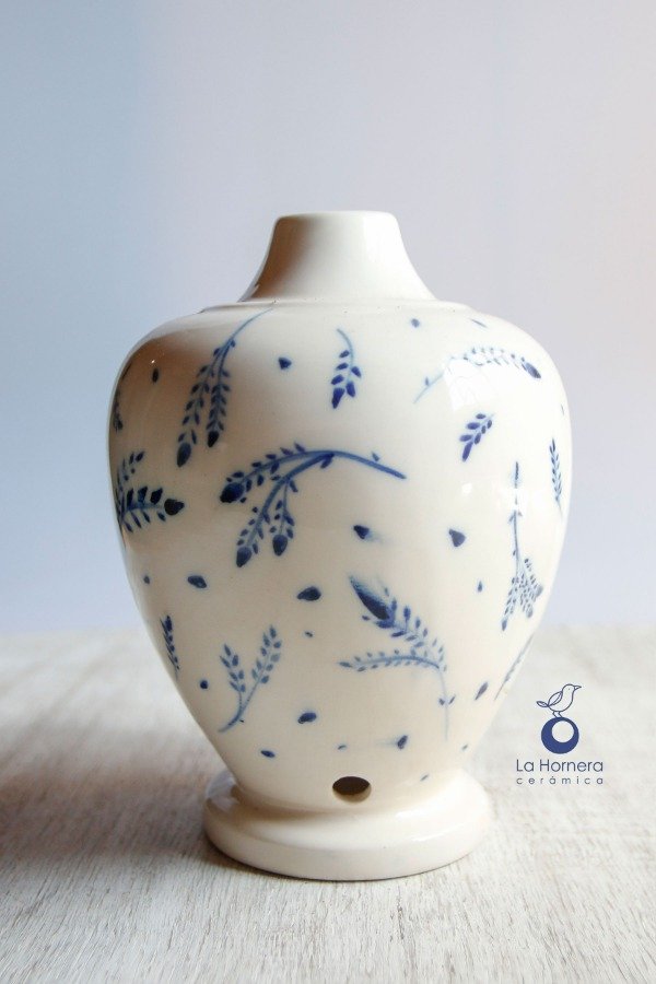 Producto - Florero o Base de Lámpara de Autor - Diseño Botánico Azul - 3