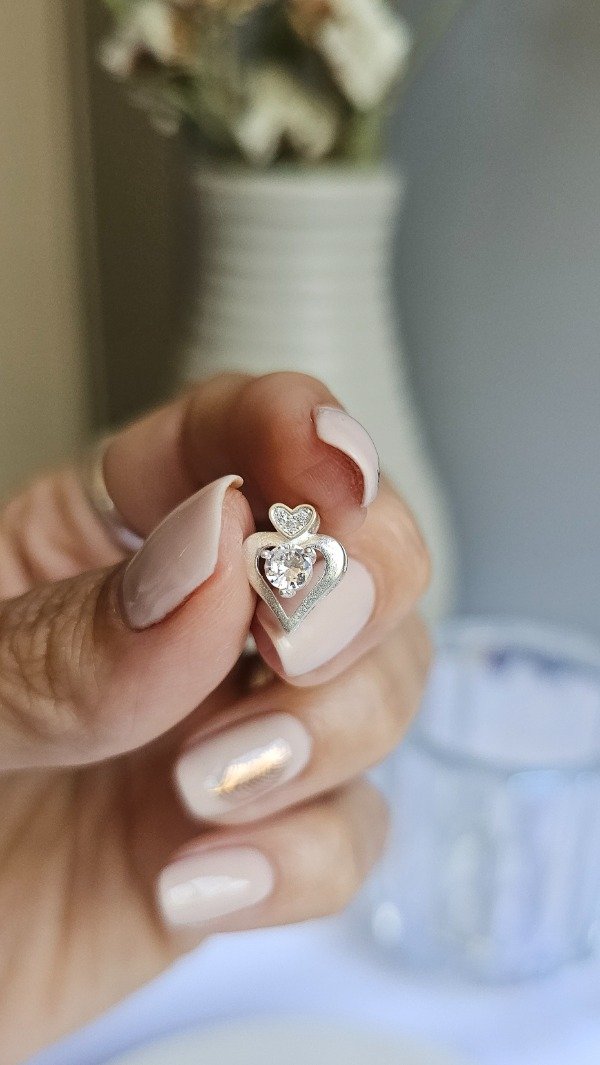 Producto - Dije corazon calado con cubic 1cm. Plata