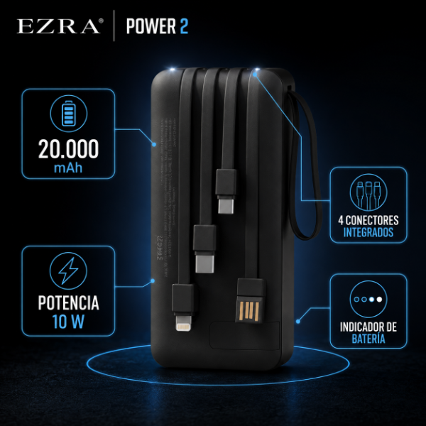 Producto - Cargador Portátil Con Cables de 10W 20000mAh Salida USB-TPC-IOS-V8 PB147-2. - 1