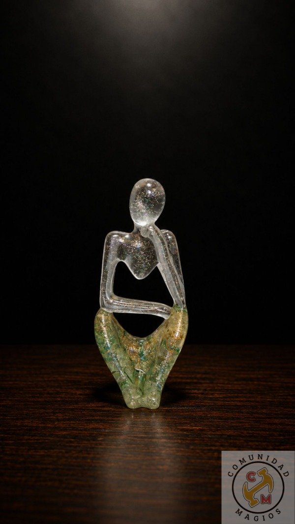 Producto - Figura Decorativa Abstracta en Resina Transparente con Destellos 13 cm