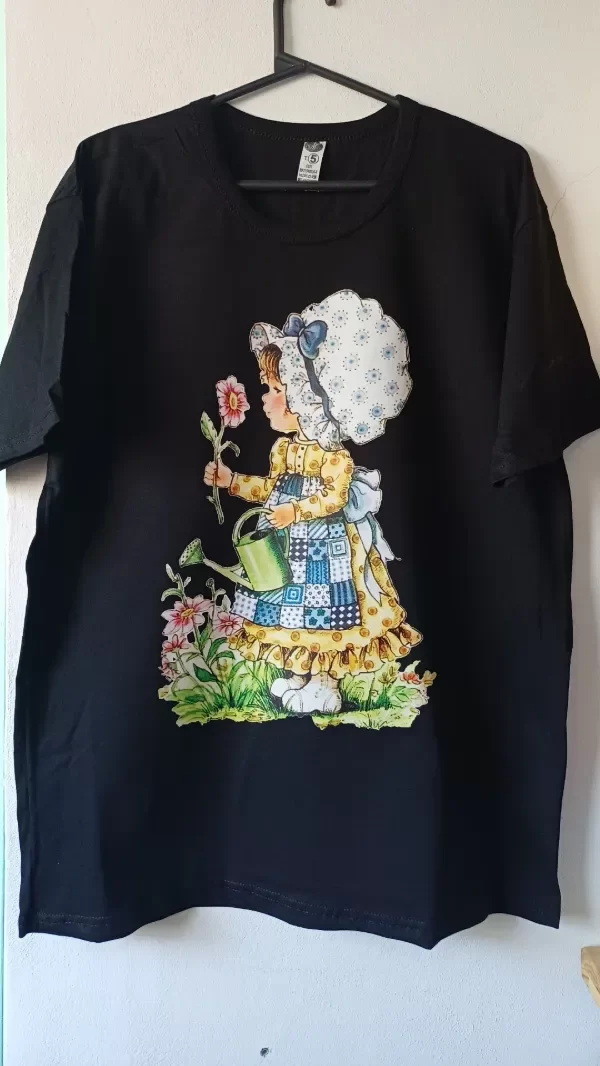 Producto - Remera Algodon Sarah Kay Flores Negra y Blanca