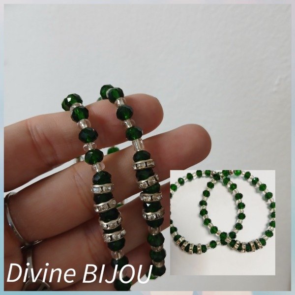 Producto - Pulsera elástica verde strass