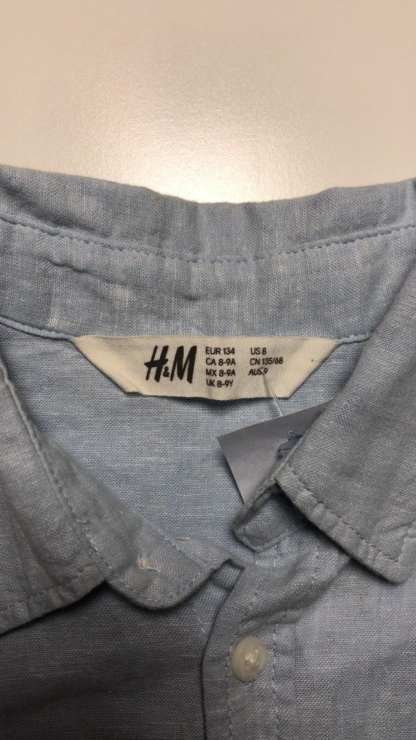 Producto - Camisa Manga Larga Celeste HyM 8 años - 2