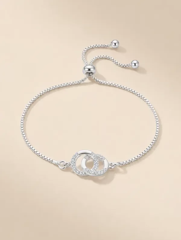 Producto - Pulsera Regulable Círculos Enlazados Plateada - 2