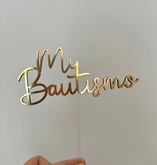 Producto - Cake topper Mi Bautismo dorado cursiva