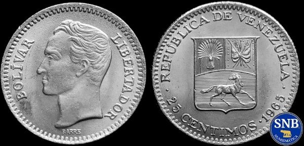 Producto - Venezueala - 25 Céntimos (1965) KM #40 [XF] - La Democracia Pactada
