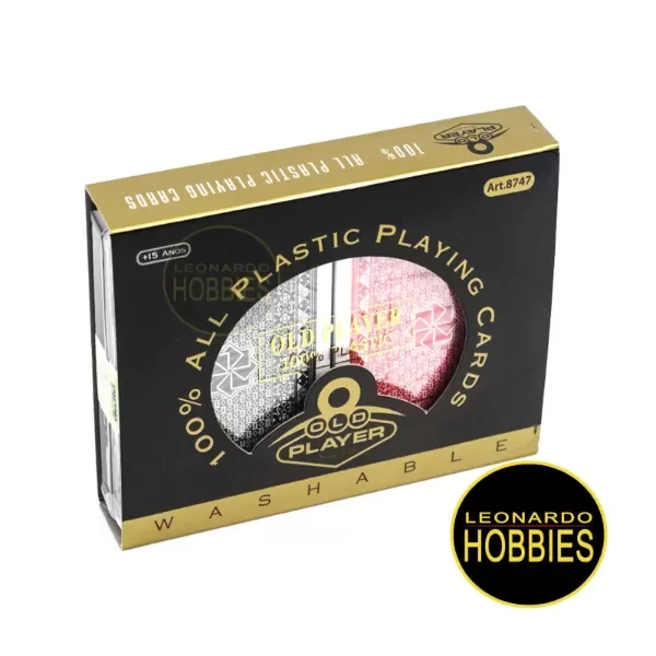 Producto - Naipes Póker Estuche x2 Mazos 54 Cartas de Plástico Old Player 8747 - 1