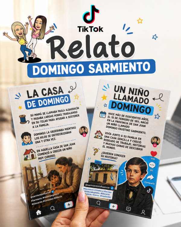 Producto - TIK TOK. SARMIENTOINFLUENCER. RELATO DE DOMINGO SARMIENTO. Nivel Inicial - 1