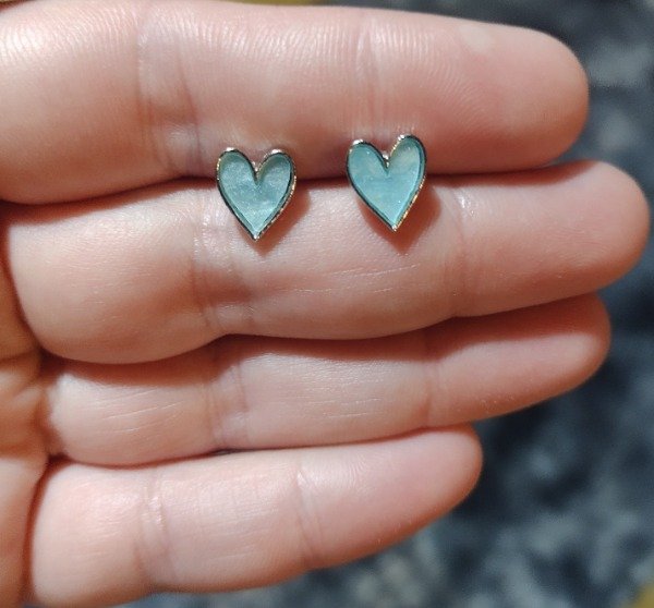 Producto - Aros pasante corazon celeste