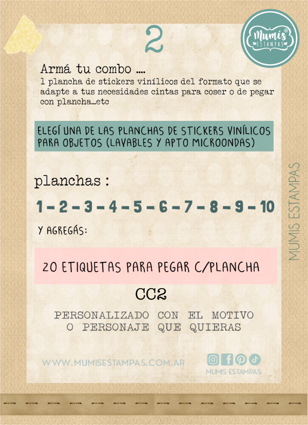 Producto - Cole CC2 Stickers para objetos  y etiquetas textiles planchables
