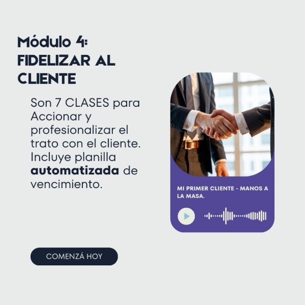 Producto - FIDELIZAR CLIENTES y Planilla Vencimientos automatizada -7 Clases