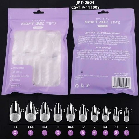 Producto - tips en bolsa almendra city girl largo o corto 600 pcs