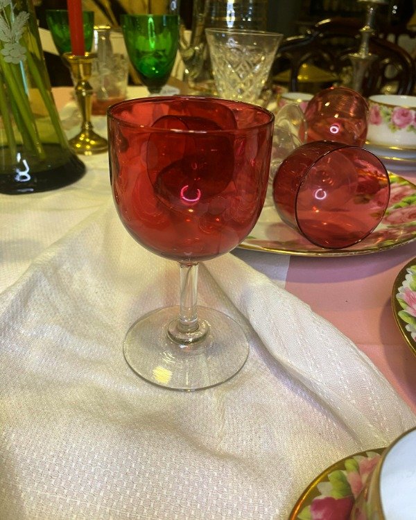 Producto - Juego De 5 Copas De Cristal Color Rubi