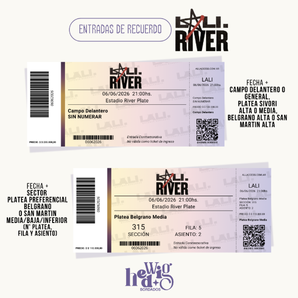 Producto - Entradas de recuerdo 14x6 SIMIL REALES - LALI River
