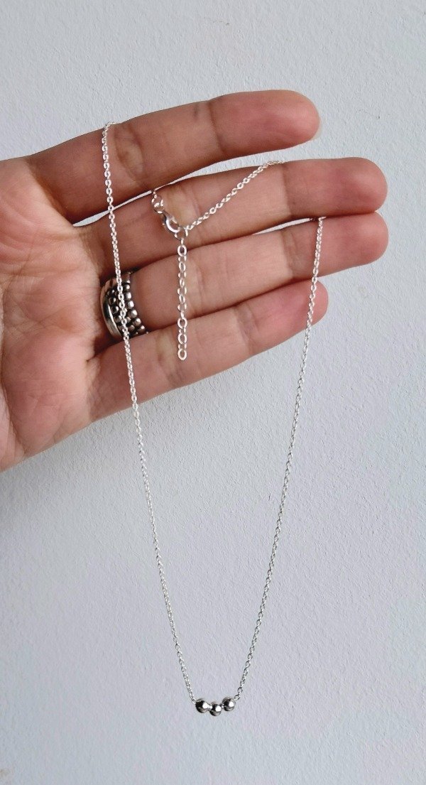 Producto - Collar de Plata con 3 bolitas (40cm más alargue) - 1