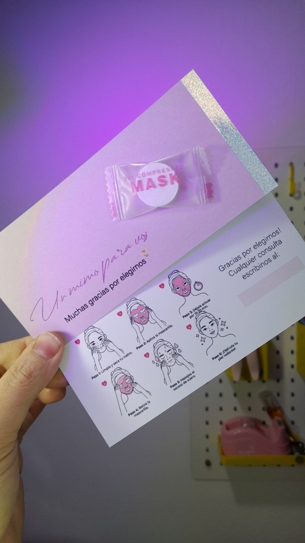 Producto - 24 tarjetas para Mask facial impresas (no incluye máscara)