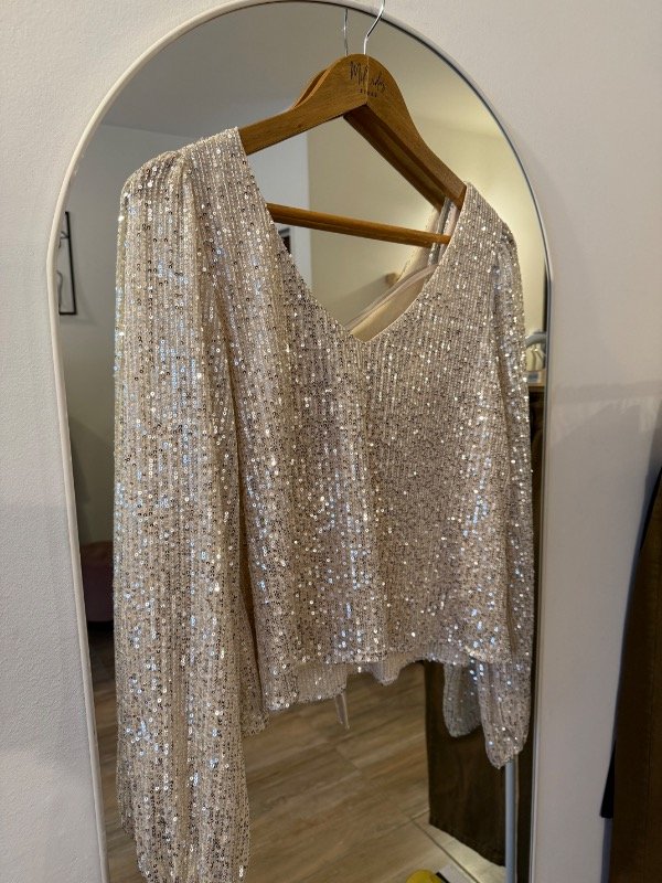 Producto - Blusa Pierina lentejuelas champagne
