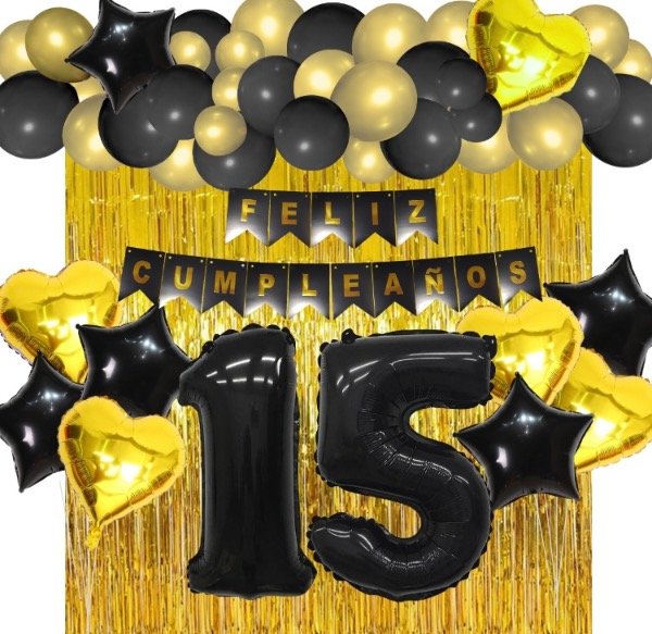 Producto - Súper combo de Cumpleaños Negro y Dorado