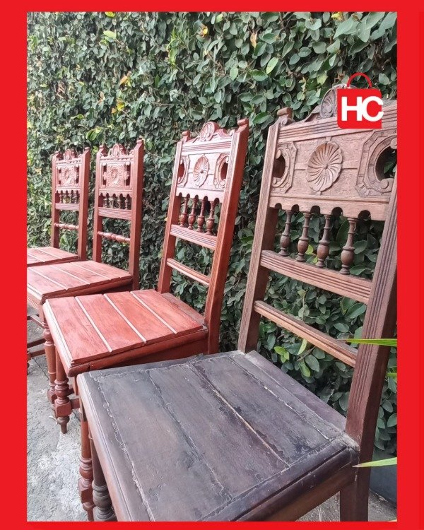Producto - Juego de 4 sillas de comedor de estilo Colonial Español en madera maciza tallada - 3