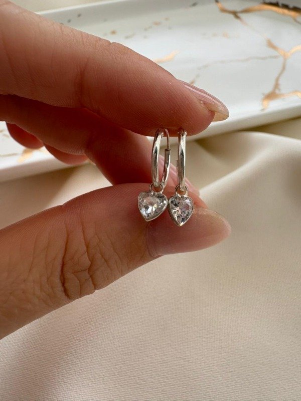 Producto - Aros corazon 5mm colgante 15mm - Plata 925