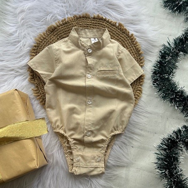 Producto - Body camisa cuello mao BEIGE talles hasta 3 años