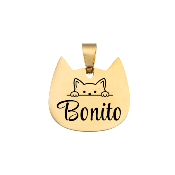 Producto - Chapita Personalizable Gato Dorado - Gatito asomandose - 0