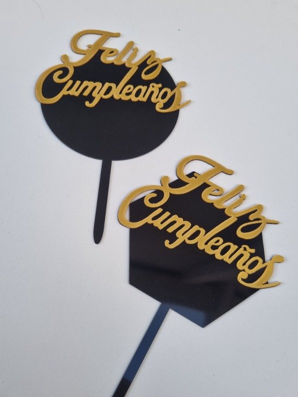 Producto - Topper Feliz cumpleaños negro