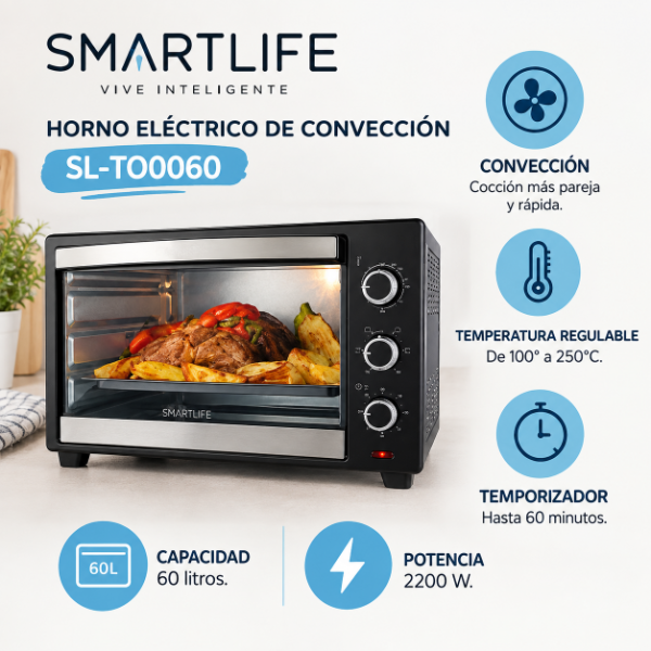 Producto - HORNO ELÉCTRICO DE CONVECCIÓN 60 LT SMARTLIFE SL-TO0060