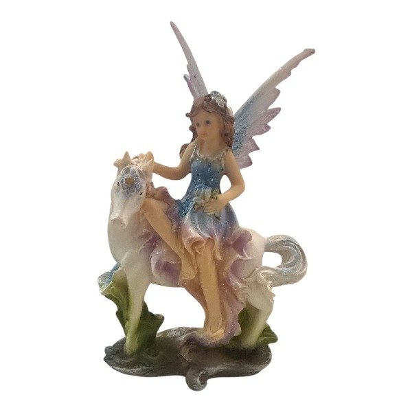 Producto - HADA EN UNICORNIO COLOR ROSA / LILA / CELESTE 16CM - 13694