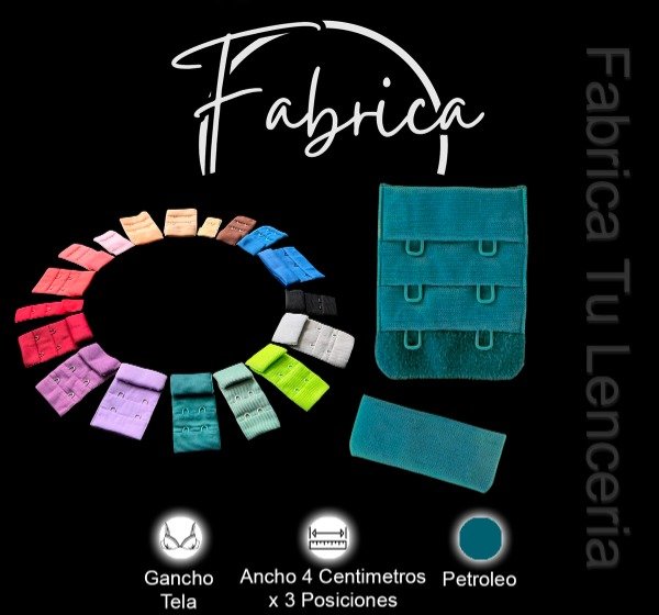 Producto - Gancho de tela Petróleo 4cm x 3 posiciones (por unidad)