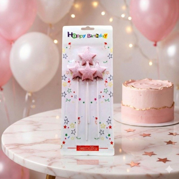 Producto - Vela Estrella gibre Rosa x 4