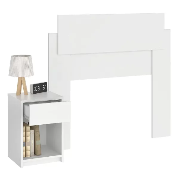 Producto - Respaldo c/ Mesas Luz Piso (1 plaza/ 1 Plaza 1/2) BLANCO