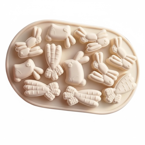 Producto - MOLDE DE SILICONA PARA BOMBONES JABONES CONEJOS Y ZANAHORIAS PASCUAS